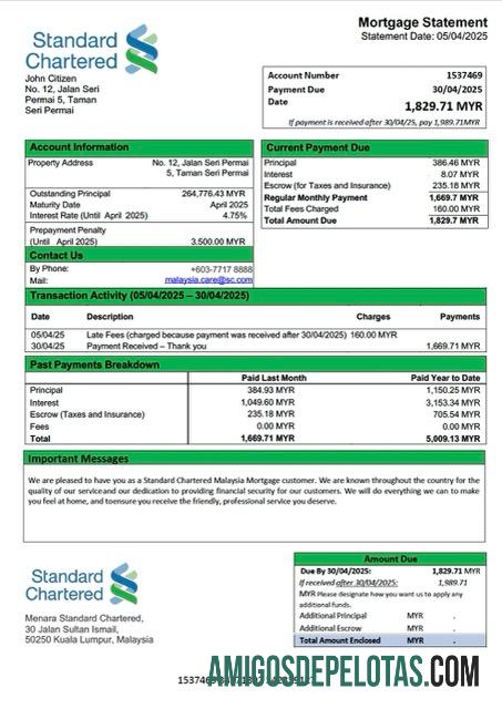 para download Modelo Word e PDF de declaração de hipoteca da Malásia Standard Chartered Malaysia
